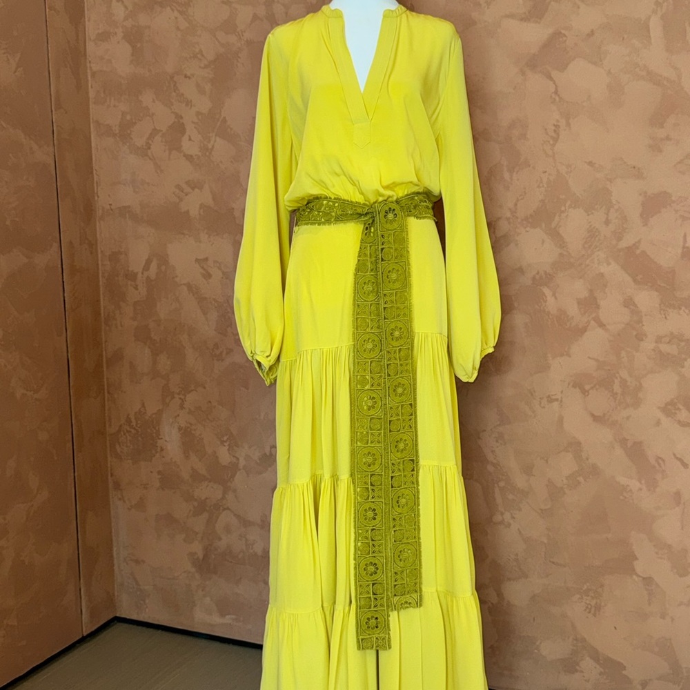 Silvia Tcherassi Vibrant Yellow Long Sleeve Dress